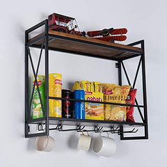 Estantería Multiusos De Metal Y Madera Color Negro/2 Niveles - tienda online