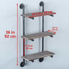 Imagen de Estantería Flotante De Metal Y Madera Marrón/3 Niveles