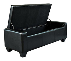 Banco De Almacenamiento De Piel Sintética De 51'', Negro - Danielle's Store