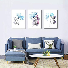 Imagen de Arte Moderno De La Pared De La Lona De Flores Azules