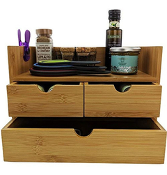 Organizador De Escritorio De Bambú De 3 Niveles Con Cajones - Danielle's Store