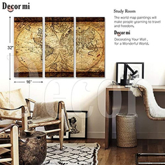 Lienzo Decorativo Para Pared, Diseño De Mapa Del Mundo