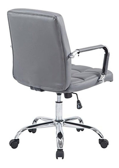 Silla De Oficina,poliuretano Cromo Acero,cuero Vegano Gris. - Danielle's Store