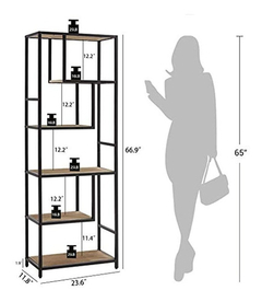 Estanteria De Madera-metal,color Negro-marrón De 66 In. - tienda online