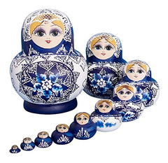 10 Muñecas Rusas Encastrables Matrioshka Hechas A Mano
