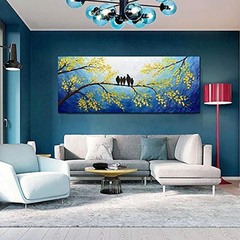 Imagen de Cuadro Pintado A Mano En 3d De 5 Pajaros Para Decoración