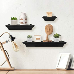 Estantería Flotante De Plástico Color Negro/3 Unidades. - Danielle's Store