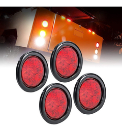 4 Luces Traseras Led Rojas Redondas Para Remolque [certifica