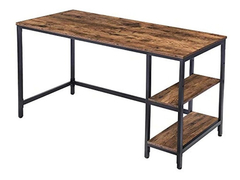 Escritorio Para Pc De Metal Negro Y Madera Marrón De 55 In.