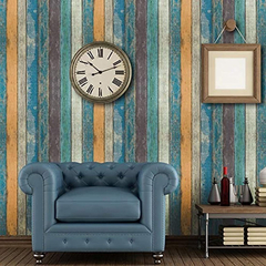 Papel Pintado De Madera Rústica Tiras Multicolor - comprar online