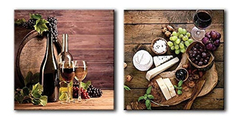 Nwt Lienzo Decorativo Para Pared, Diseño De Vino Y Frutas