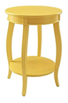 Mesa Auxiliar Redonda De Madera Color Amarillo/2 Niveles.