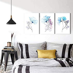 Arte Moderno De La Pared De La Lona De Flores Azules