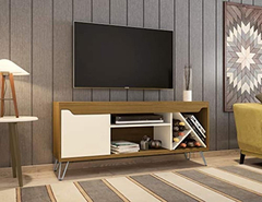 Mueble Para Tv Con Estantes De Madera Marrón Y Blanco. - comprar online