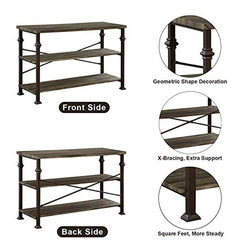Mesa Auxiliar De Madera Y Metal Color Gris De 47in/3 Niveles - Danielle's Store