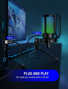 Micrófono Para Juegos Fifine, Usb-c, Condensador, Rgb, Trípo - tienda online