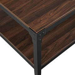 Mesa De Centro De Hierro Negro Y Madera Marrón De 45.7 in. - tienda online