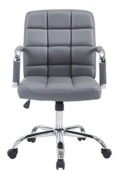 Silla De Oficina,poliuretano Cromo Acero,cuero Vegano Gris. - comprar online