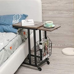 Mesa Auxiliar Móvil De Metal Y Madera Color Negro/2 Niveles - Danielle's Store