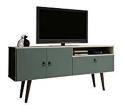 Mueble Para Tv Con Estante De Madera Verde-blanco De 53.94in en internet