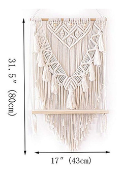 Estantería Colgante De Madera Y Macramé, Color Beige en internet