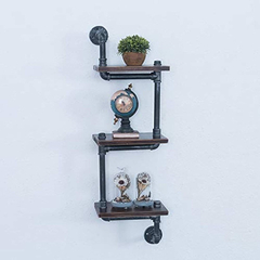 Estantería Flotante De Metal Y Madera,color Negro. - Danielle's Store