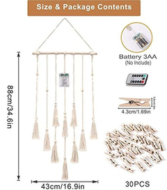 Imagen de Decoración De Pared Para Colgar Fotos - Macramé Decoración
