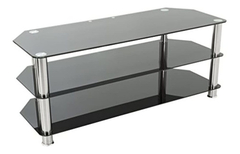 Mueble Para Tv De Metal Plateado Y Cristal Negro/3 Niveles. en internet