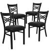 Juego De 4 Sillas De Restaurante Respaldo De Metal