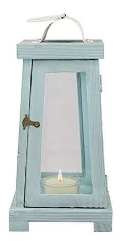 Stonebriar - Farol De Madera Para Velas De Té Color Azul en internet