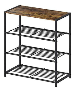 Organizador De Zapatos Con Tablero De Madera Y Metal Negro.