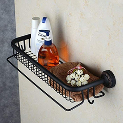 Estantería De Metal Color Negro Para Baño, 1 Nivel