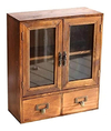 Estantería Colgante De Madera Marrón, 2 Cajones Y Puertas