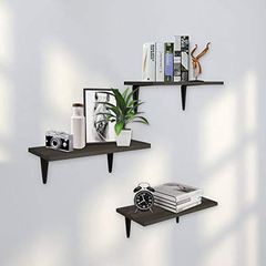 Estantería Flotante De Madera Y Metal Color Negro/3 Unidades en internet