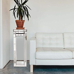 Mesa Auxiliar De Vidrio Y Pedestal Con Espejo. - Danielle's Store