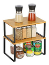 Estantería Apilable Para Cocina De Bambú Y Metal/2 Unidades.