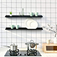Estanteria De Pared Para Fotos, 2 Niveles, Color Negro - tienda online