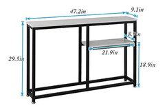 Mesa Auxiliar De Metal Y Madera Color Negro Y Beige De 47 In - tienda online