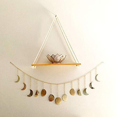 Estantería Colgante De Macrame Y Madera Marrón,1 Nivel - comprar online