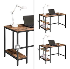 Escritorio De Metal-madera Color Negro Y Marrón De 47in - tienda online
