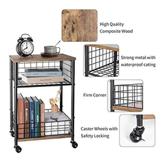Mesa Auxiliar Móvil De Madera Y Metal Color Negro/3 Niveles. - comprar online