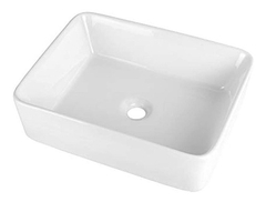 Ghomeg - Lavabo Rectangular De Porcelana Blanca Con Diseño - comprar online
