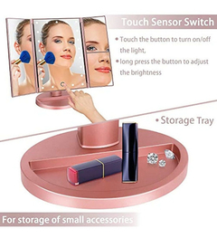 Espejo Cosmético Con Tres Pliegues Con 21 Luces Led - Danielle's Store
