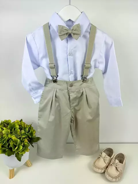 Conjunto social menino com suspensório
