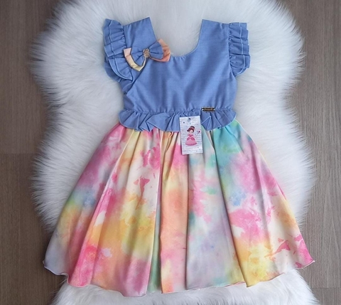 Vestido festa infantil tie dye