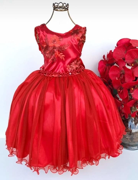Vestido Festa Infantil Vermelho
