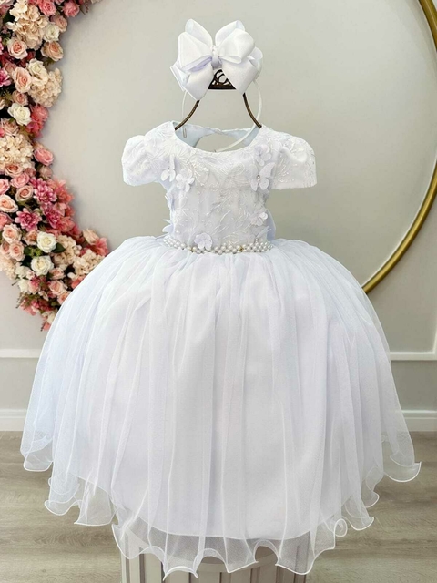 Vestido branco batizado, daminha