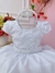 vestido branco batizado cinto com perolas - comprar online