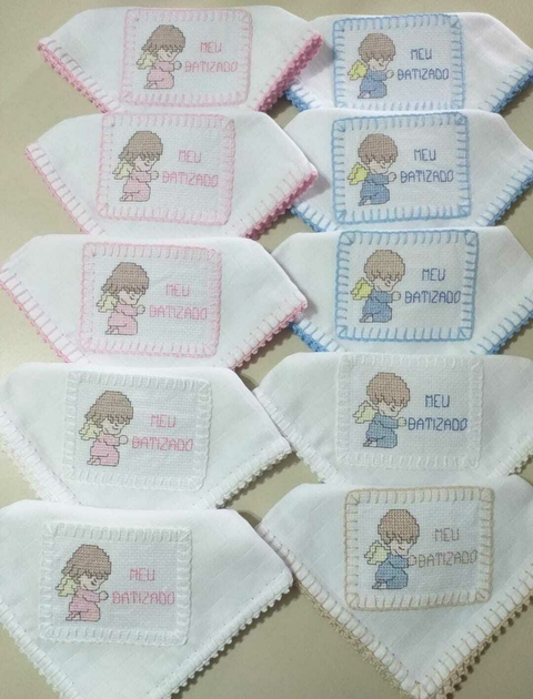 Paninho de boca meu batizado bordado