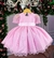 vestido infantil de poa rosa manga princesa